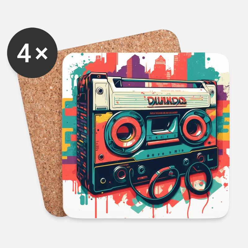 Retro Mixtape - Untersetzer (4er-Set) - Weiß