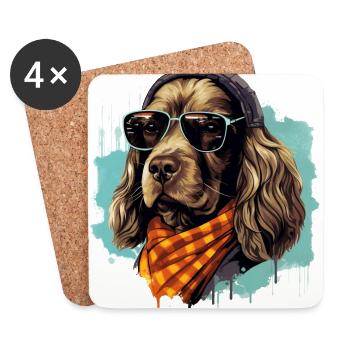 Spaniel Silhouette | Bold Dog Design Streetwear - Coasters (set of 4) - white - Front