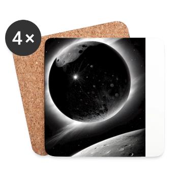 Dark Planet and Moon Solar System Galaxy Star - Coasters (set of 4) - white - Front