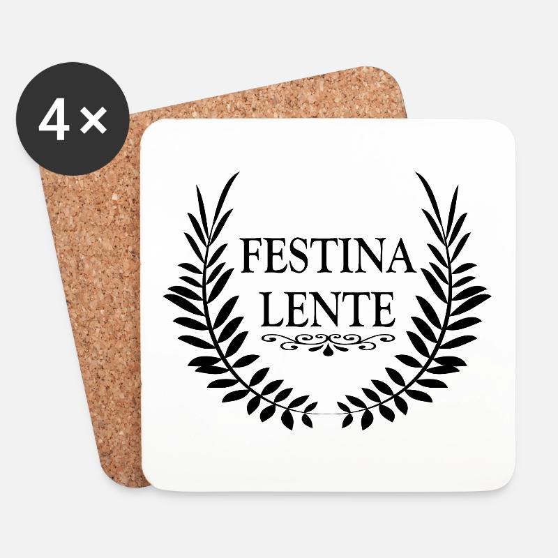Festina Lente, citazioni latine - Sottobicchieri (set da 4 pezzi) - bianco