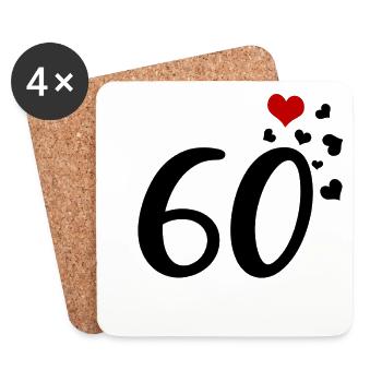 60th birthday anniversary hearts 60 - Coasters (set of 4) - white - Front