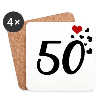 50th birthday anniversary hearts 50 - Coasters (set of 4) - white - Front