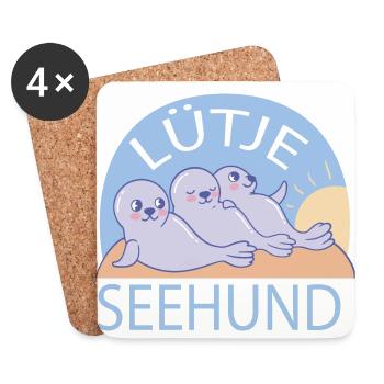Lütje Seehund kleiner Seehund - Untersetzer (4er-Set) - Weiß - Vorne