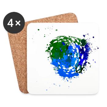 School of Fish,Fish,Painting,Graffiti,Blue - Coasters (set of 4) - white - Front
