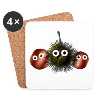 Kastanien, Kastanie,Esskastanie, Familie - Untersetzer (4er-Set) - Weiß - Vorne