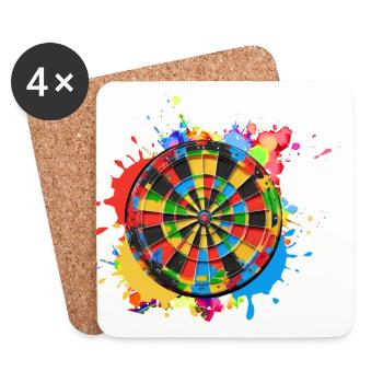fléchettes, mai, coloré, jeu de fléchettes - Dessous de verre (lot de 4) - blanc - Devant