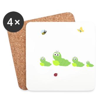 Raupenfamilie, Raupen, Raupen,Natur - Untersetzer (4er-Set) - Weiß - Vorne