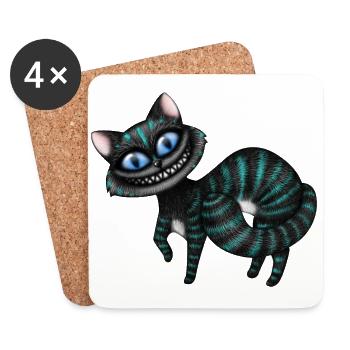 Blaue Cheshire Katze - Untersetzer (4er-Set) - Weiß - Vorne
