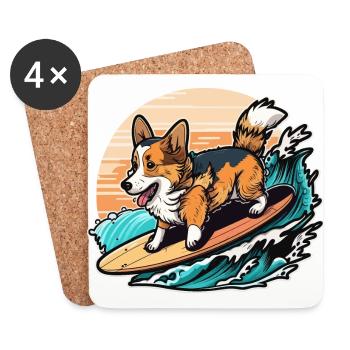 Surfer sur les vagues - Dessous de verre (lot de 4) - blanc - Devant