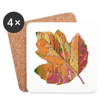 colorful leaf, foliage, tree, colorful, season, autumn - Coasters (set of 4) - white - Front
