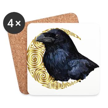 Corbeau - Dessous de verre (lot de 4) - blanc - Devant