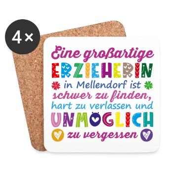 Grossartige Erzieherin Mellendorf - Untersetzer (4er-Set) - Weiß - Vorne