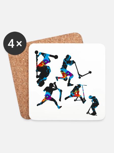 Stuntscooter,Trickscooter,tricks,stunt,e-scooter - Untersetzer (4er-Set) - Weiß