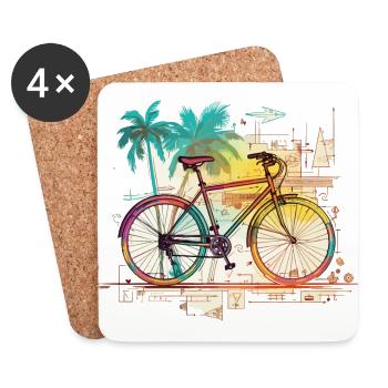 Style artistique rétro moto vintage - Dessous de verre (lot de 4) - blanc - Devant
