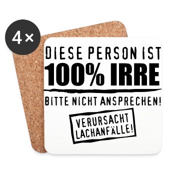 52 Diese Person ist 100% Prozent IRRE Verrückt - Untersetzer (4er-Set) - Weiß - Vorne