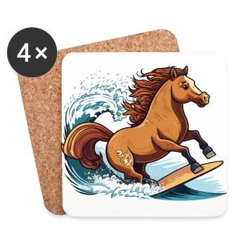 Surfendes Pferd - Untersetzer (4er-Set) - Weiß - Vorne