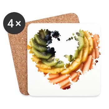 Blumenherz,Früchte, Kuchen, Torte - Untersetzer (4er-Set) - Weiß - Vorne