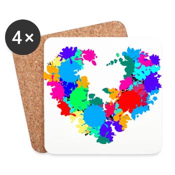 coeur de fleur, coloré, couleurs, graffiti, éclaboussure - Dessous de verre (lot de 4) - blanc - Devant