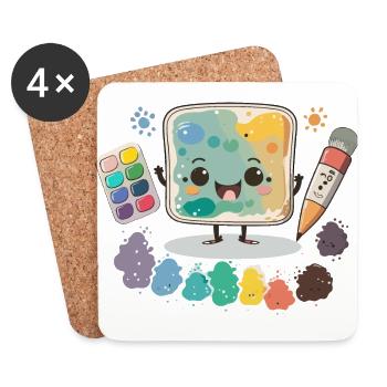 Der Aquarell-Assistent - Untersetzer (4er-Set) - Weiß - Vorne