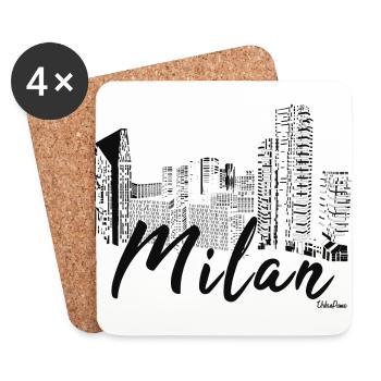 Skyline Milan als Geschenkidee - Untersetzer (4er-Set) - Weiß - Vorne