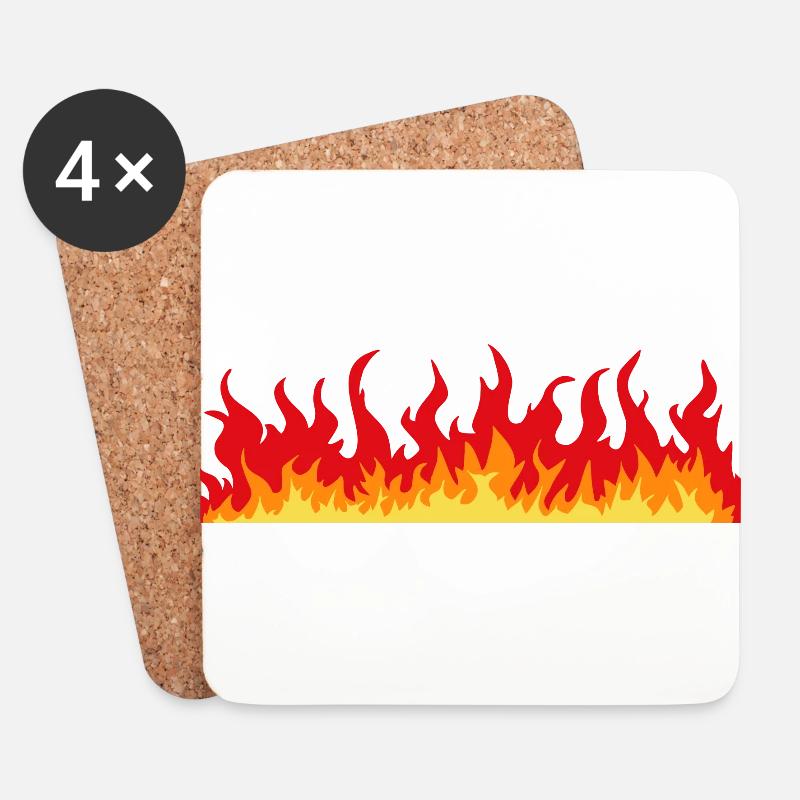 Flammen - Untersetzer (4er-Set) - Weiß