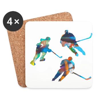 Eiskockey, hockey, Graffi, bunt - Dessous de verre (lot de 4) - blanc - Devant