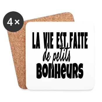 Phrase inspirante motivation petits bonheurs - Dessous de verre (lot de 4) - blanc - Devant