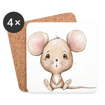 Maus - Untersetzer (4er-Set) - Weiß - Vorne