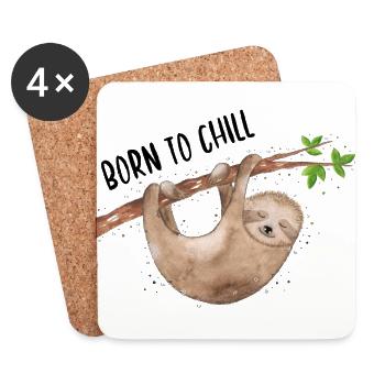 Sloth Chill - Dessous de verre (lot de 4) - blanc - Devant
