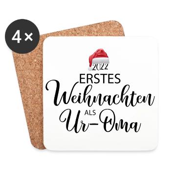 Erstes Weihnachten als Ur oma - Untersetzer (4er-Set) - Weiß - Vorne