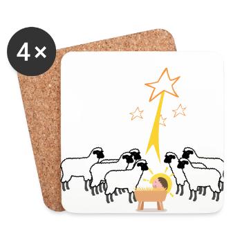 Xmas Weihnachen Christkind Krippe Schafe - Untersetzer (4er-Set) - Weiß - Vorne