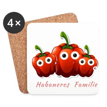 Habaneros,chilli, Familie, habaneros Familie - Untersetzer (4er-Set) - Weiß - Vorne