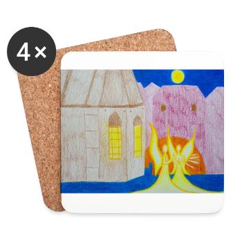 ©Two Angels at Church at Night - by Xenia Nitzberg - Untersetzer (4er-Set) - Weiß - Vorne