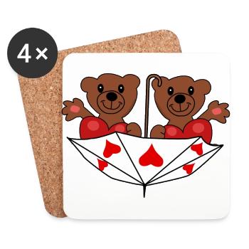 Siblings, Twins, Family, Children, Teddy Bear, Bear - Coasters (set of 4) - white - Front
