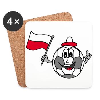 Fußball Polen, EM, soccer, championship, Fahne - Coasters (set of 4) - white - Front