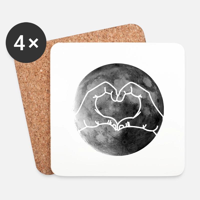 Mond Herz Liebe Valentinstag - Untersetzer (4er-Set) - Weiß
