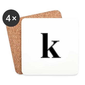 Lettre K Lettre abc Alphabet Nom Idée de cadeau - Dessous de verre (lot de 4) - blanc - Devant