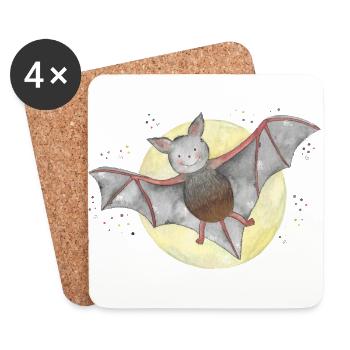 Dents de vampire de chauve-souris - Dessous de verre (lot de 4) - blanc - Devant