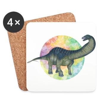 Farbige Dinosaurier - Untersetzer (4er-Set) - Weiß - Vorne