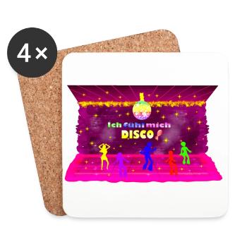 Disco, Rose, Années 80, Rétro, Fête, Old School - Dessous de verre (lot de 4) - blanc - Devant