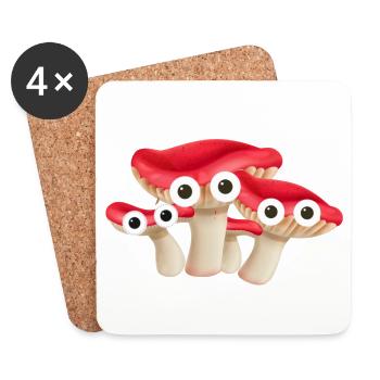Pilzfamilie,pilze, Familie, Pilz - Untersetzer (4er-Set) - Weiß - Vorne