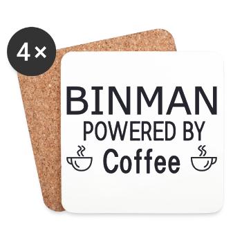 Binman Powered By Coffee - Untersetzer (4er-Set) - Weiß - Vorne