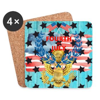 USA, étoiles et ceintures - Dessous de verre (lot de 4) - blanc - Devant