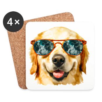 Golden Retriever Illustration - Untersetzer (4er-Set) - Weiß - Vorne