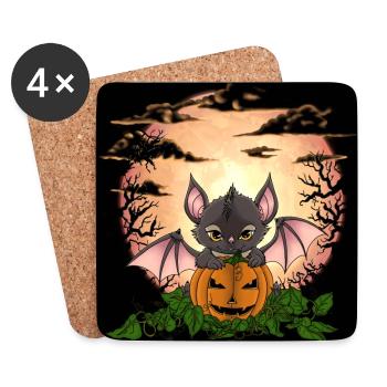 Bat before the full moon on Halloween - Coasters (set of 4) - white - Front