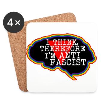 Cerveau. Je pense, donc je suis antifasciste - Dessous de verre (lot de 4) - blanc - Devant
