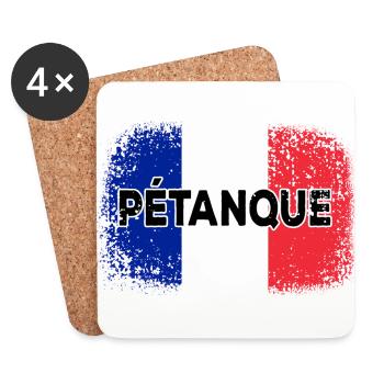 Pétanque Français Drapeau Boule Joueur Drapeau - Dessous de verre (lot de 4) - blanc - Devant