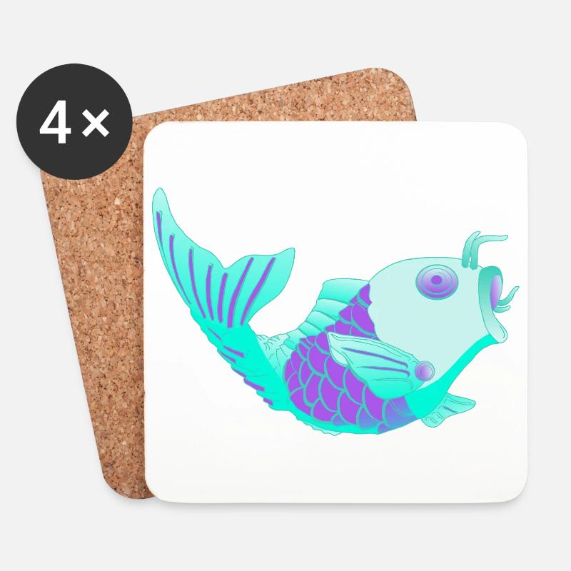 Bunter Fisch - Untersetzer (4er-Set) - Weiß