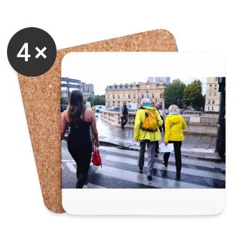 Foto eines Paares in gelbem Kway in Paris - Untersetzer (4er-Set) - Weiß - Vorne