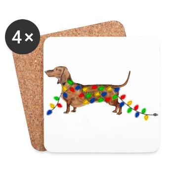 Teckel de Noël Teckel de Noël - Dessous de verre (lot de 4) - blanc - Devant